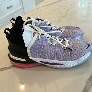 Worn once Nike Lebron basketball sneakers! Pink blue purple black &white, size 7